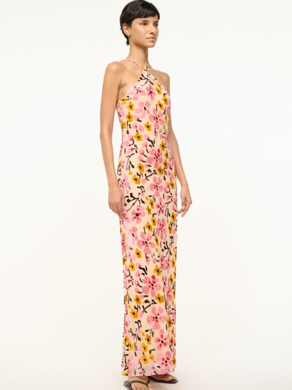 STAUD Pink & Yellow Floral Halter Maxi Dress - Picture 5 of 12